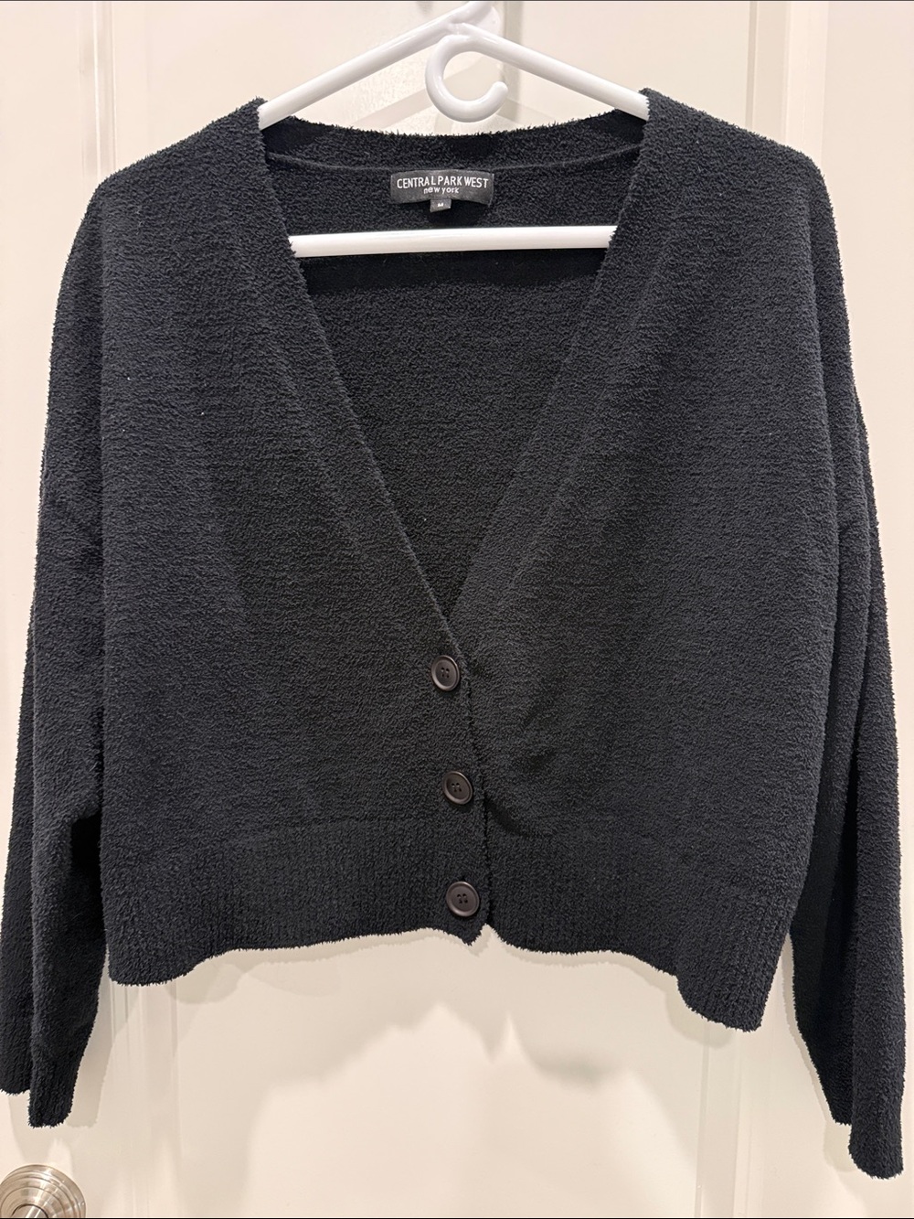 Central Park West Black Cropped Button Cardigan with Matching Tank - Picture 5 of 9